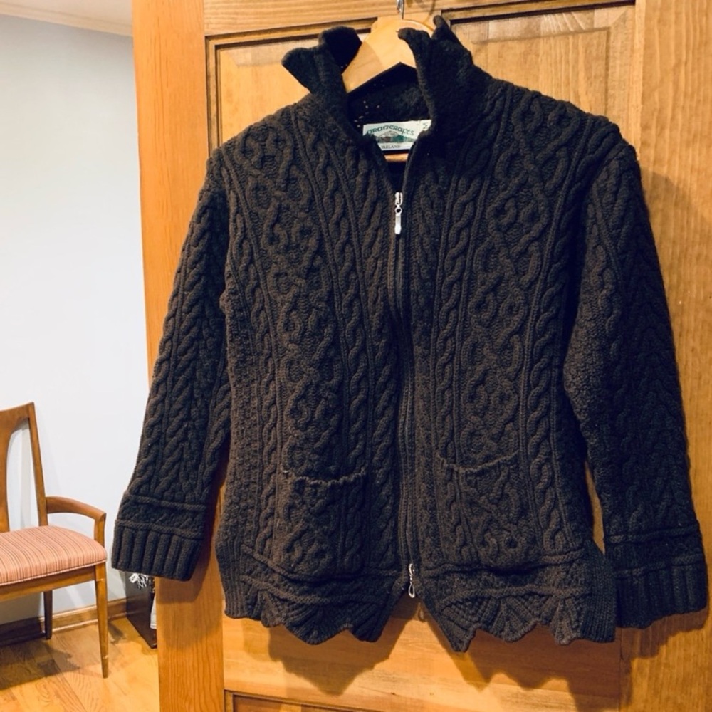 ARAN CRAFTS 100% Merino Wool Full Zip Sweater - Picture 6 of 7